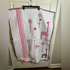 Pottery Barn Kids Giraffe Quilt Pink and Brown